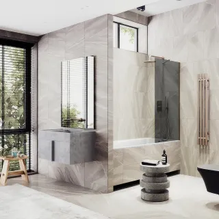 Шторка на ванну MaybahGlass MGV-79-2ш 50см бронза